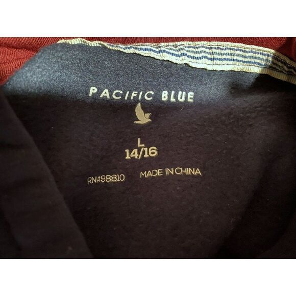 Pacific Blue Pullover Hoodie Sweatshirt Boys L 14/16 "You Can Do Be Anything" - Picture 4 of 4